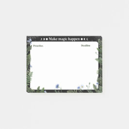 Bloco De Notas Dark Floral Productivity Post-it Sticky Note