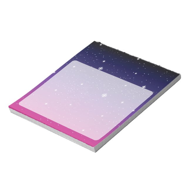 Bloco De Notas Dark Purple Starry Night Sky (Invertido)