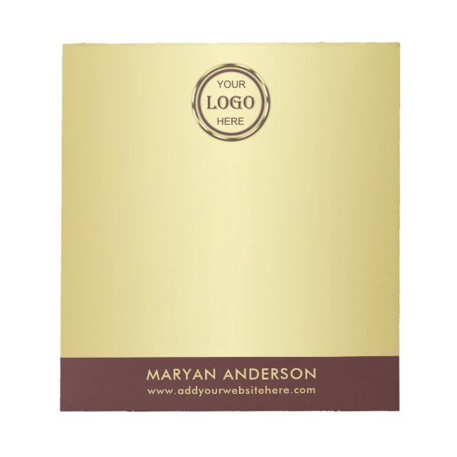 Bloco De Notas Dark-red gold design,Logo or Photo in gold circle, (Frente)