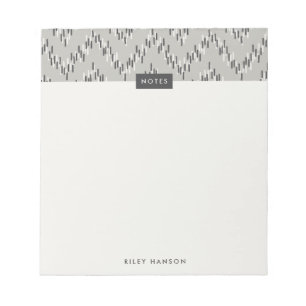 Bloco De Notas Dashing Boho Ikat Zig Zag Pattern Notepad - Gray