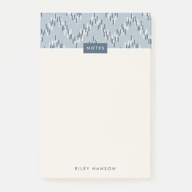 Bloco De Notas Dashing Boho Ikat Zig Zag Patterno - It - Blue (Frente)