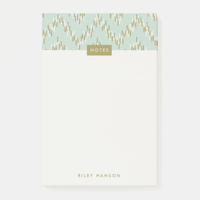 Bloco De Notas Dashing Boho Ikat Zig Zag Patterno - It - Green (Frente)