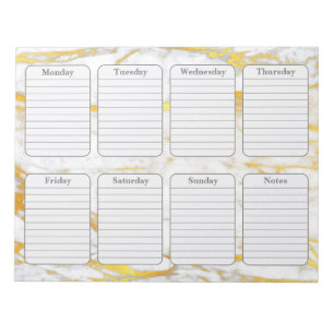 Bloco de Notas de 40 Páginas do Dourado Marble Wee