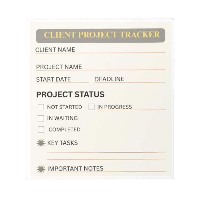 Bloco de Notas de Acompanhamento de Projetos de Cl (Frente)