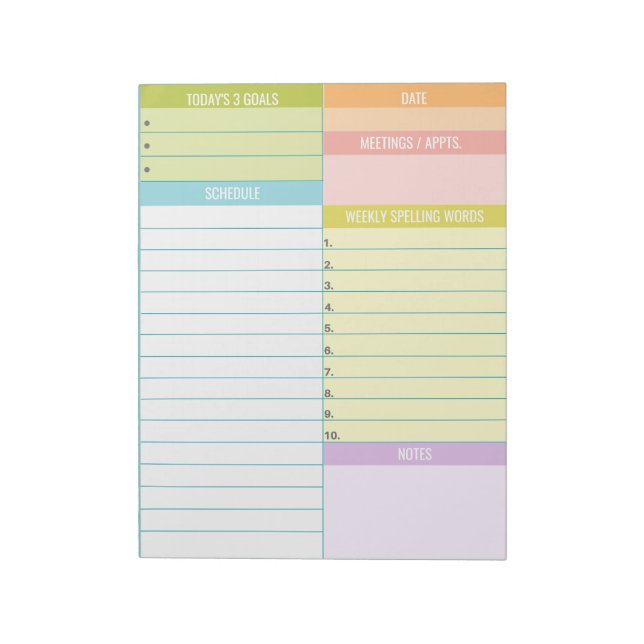 Bloco de Notas de Agenda Diária Personalizável par (Invertido)