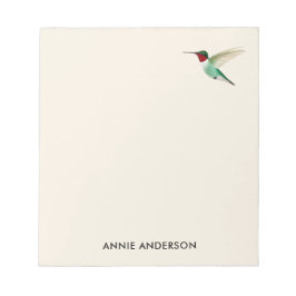 Bloco de notas de beija-flor com garganta de borra