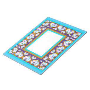 Bloco de notas de borda de ouro aqua em forma de c