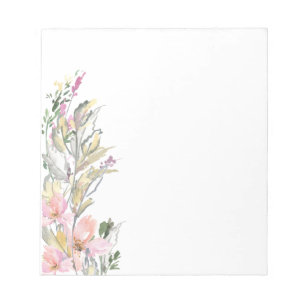 Bloco de Notas de Borda Floral de Aquarela