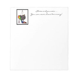 Bloco de notas de calçado e bolsa