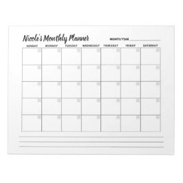 Bloco de Notas de Calendário Básico Mínimo Mensal