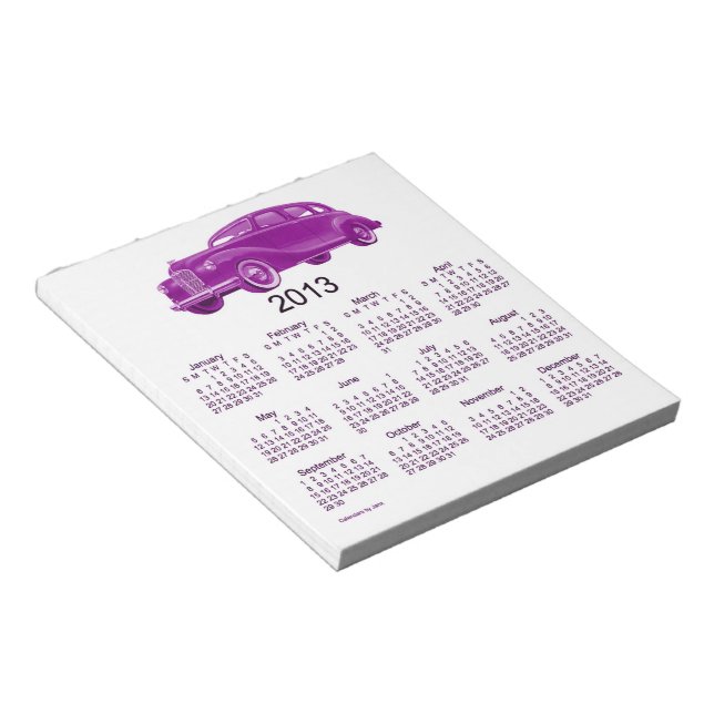 Bloco de Notas de Calendário de Carros 2013 (Inclinado)