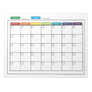 Bloco de Notas de Calendário Mensal