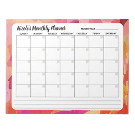 Bloco de notas de calendário mensal cor-de-laranja