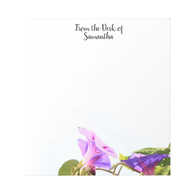 Bloco de notas de carta com flores de Ipomoea (Frente)