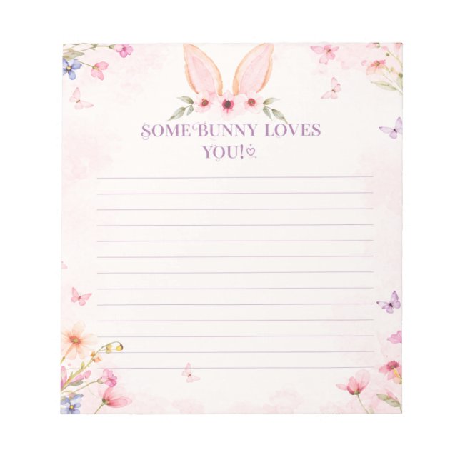 Bloco de Notas de Coelho Floral (Frente)