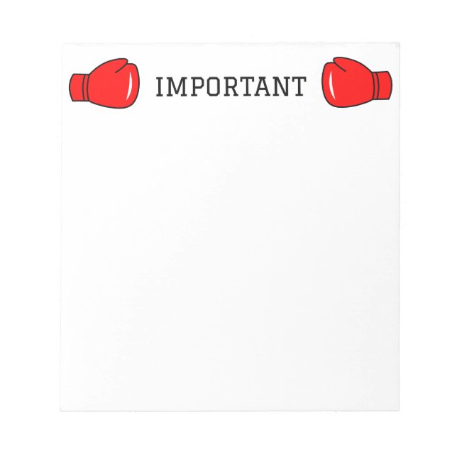 Bloco de notas de coisas importantes com luvas de  (Frente)