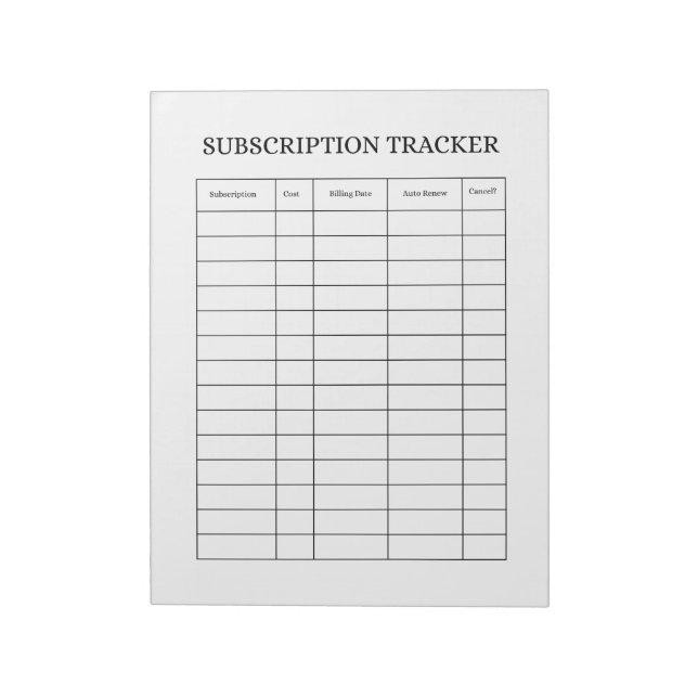 Bloco de Notas de Controle de Assinatura SIMPLES (Invertido)