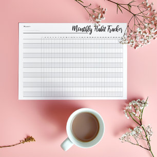 Bloco de notas de controle de hábitos mensal