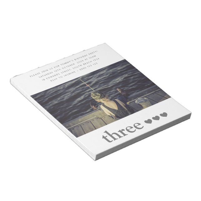 Bloco de Notas de Convite de Foto de Aniversário d (Inclinado)