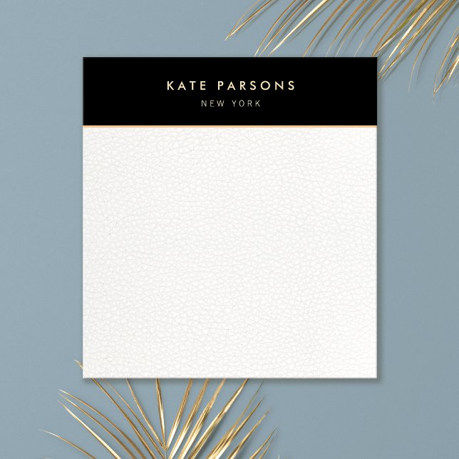 Bloco de notas de couro branco preto e elegante si (Criador carregado)