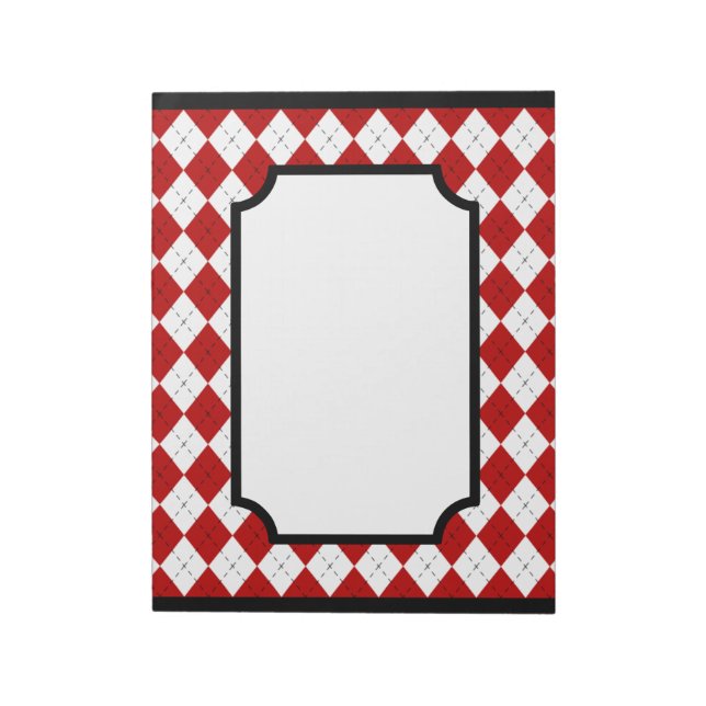 Bloco de Notas de Cozinha Argyle Vermelho Clássico (Invertido)