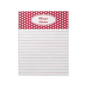 Bloco de Notas de Cozinha Vermelho Personalizado