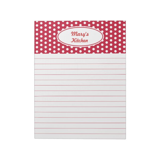 Bloco de Notas de Cozinha Vermelho Personalizado (Invertido)