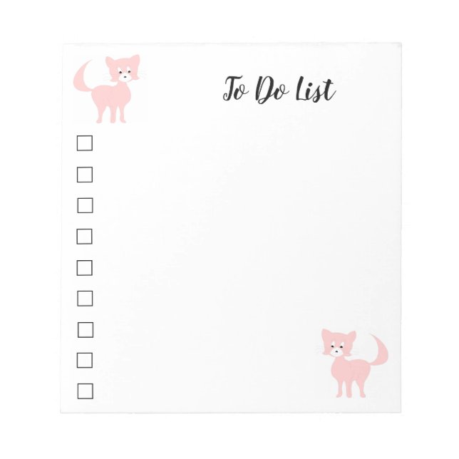 Bloco de notas de desenho animado de gato rosa Bon (Frente)