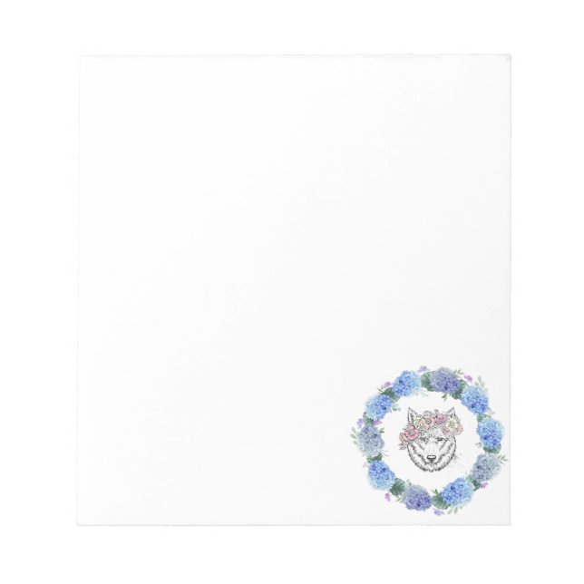 Bloco de notas de Design Wolf Blue Hydrangea (Frente)