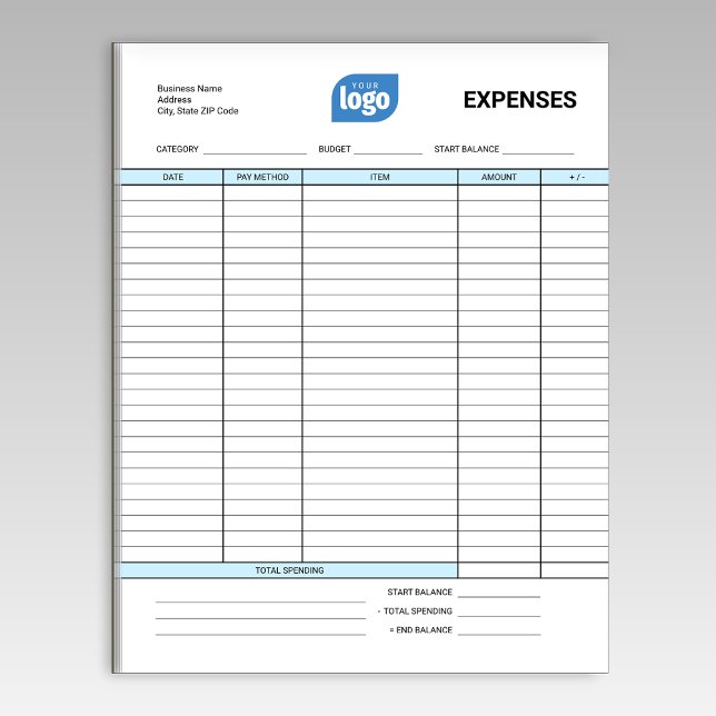 Bloco de Notas de Despesas Empresariais com Logoti (Criador carregado)