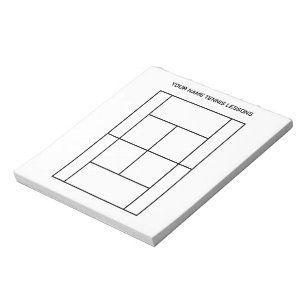 Bloco de notas de dimensões de quadra de tênis par