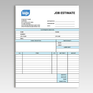 Bloco de Notas de Estimativa de Trabalho Empresari
