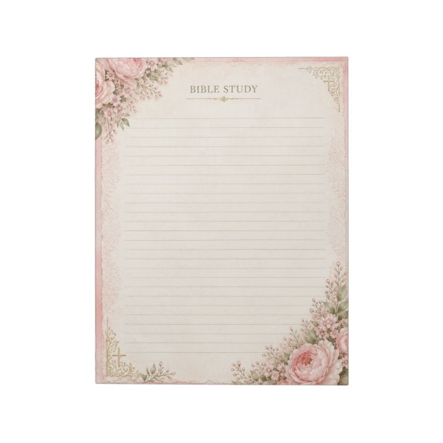 Bloco de Notas de Estudo Bíblico Floral Rosa (Invertido)