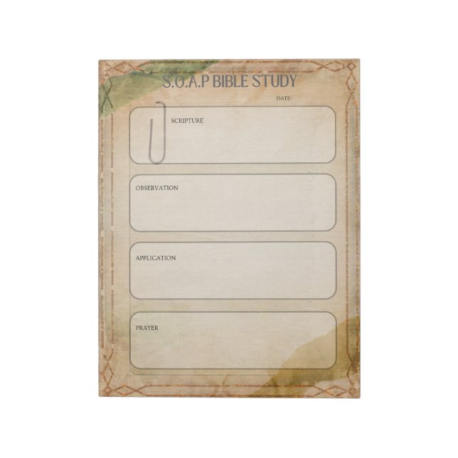 Bloco de Notas de Estudo Bíblico SOAP (Invertido)