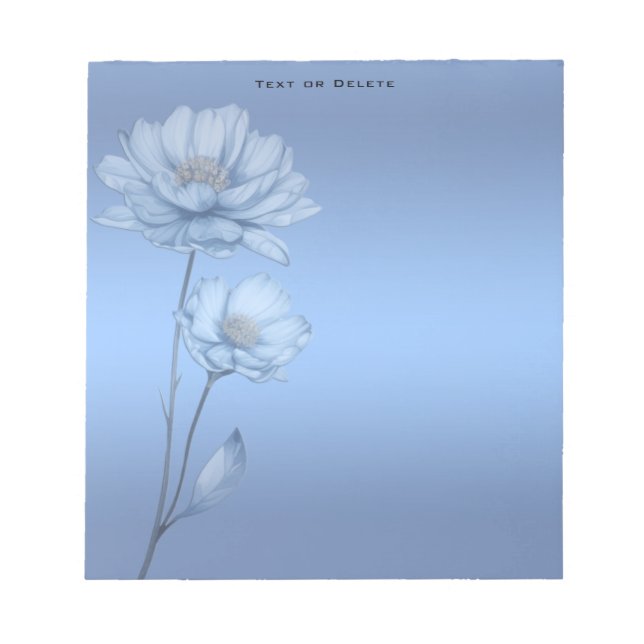 Bloco de Notas de Flores de Aquarela Azul (Frente)