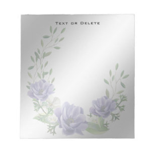 Bloco de notas de flores roxas de aquarela