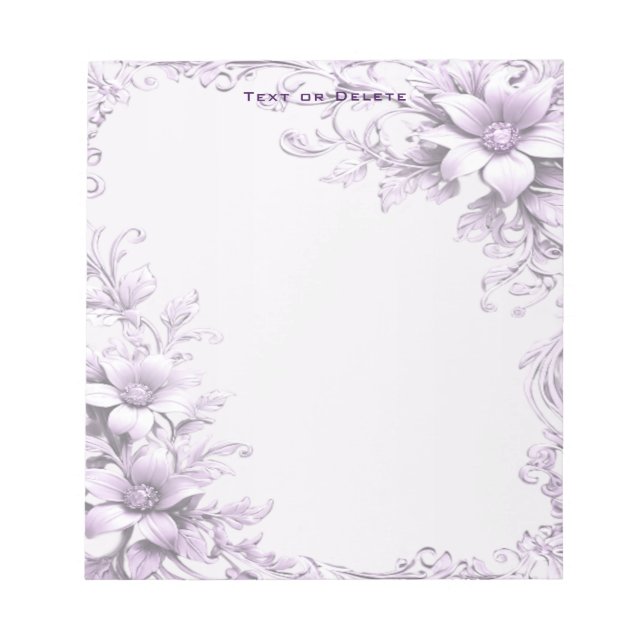 Bloco de Notas de Flores Roxas Elegantes (Frente)