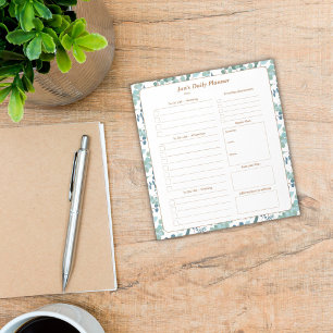 Bloco de Notas de Folhagem de Teal Elegante