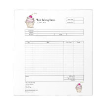 Bloco de notas de formulário de pedido de fatura d