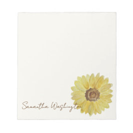 Bloco de Notas de Girassóis Aquarelados Personaliz
