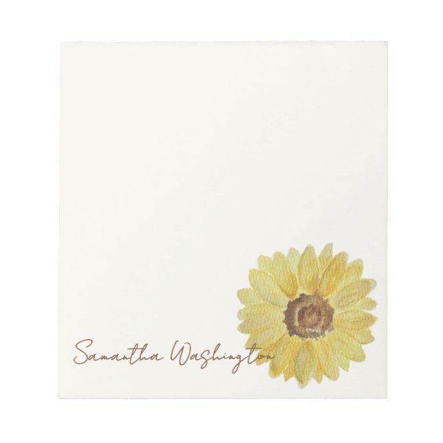 Bloco de Notas de Girassóis Aquarelados Personaliz (Frente)