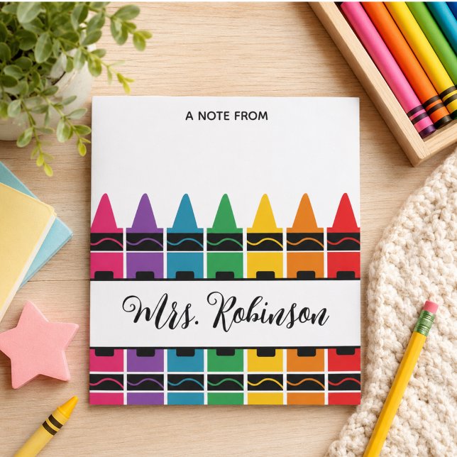 Bloco de Notas de Giz de Cera Arco-Íris para Agrad (Teacher Appreciation Rainbow Crayon Notepad)