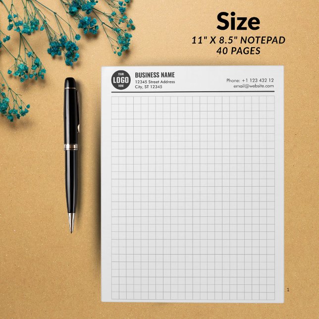 Bloco de Notas de Grade Personalizado 5 Sq/Inch co (Custom Grid Notepad 5 Sq/Inch with Logo & Info)