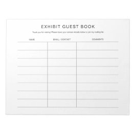 Bloco de Notas de Guestbook para Exibição de Artes
