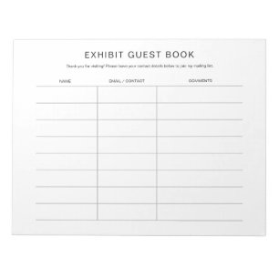 Bloco de Notas de Guestbook para Exibição de Artes
