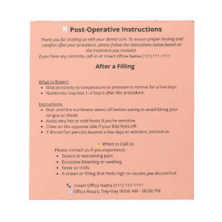 Bloco de notas de instruções de Posto dentário (Pr