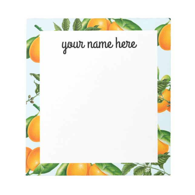 Bloco de Notas de Laranjas Personalizadas (Frente)