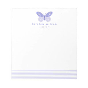 Bloco de Notas de Lavanda Elegante e Borboleta