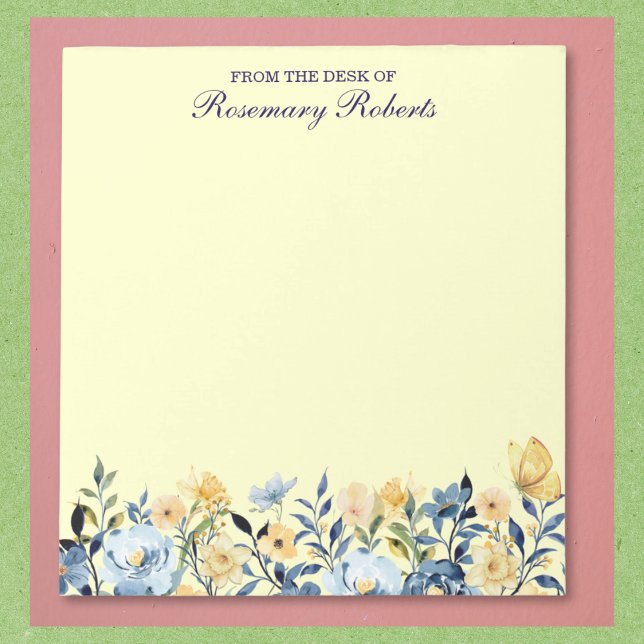 Bloco de Notas de Lindas Flores Silvestres Azuis e (Available in multiple sizes. Text may be customized, or removed.)