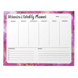 Bloco de Notas de Lista de Abstrato de Marble Rosa